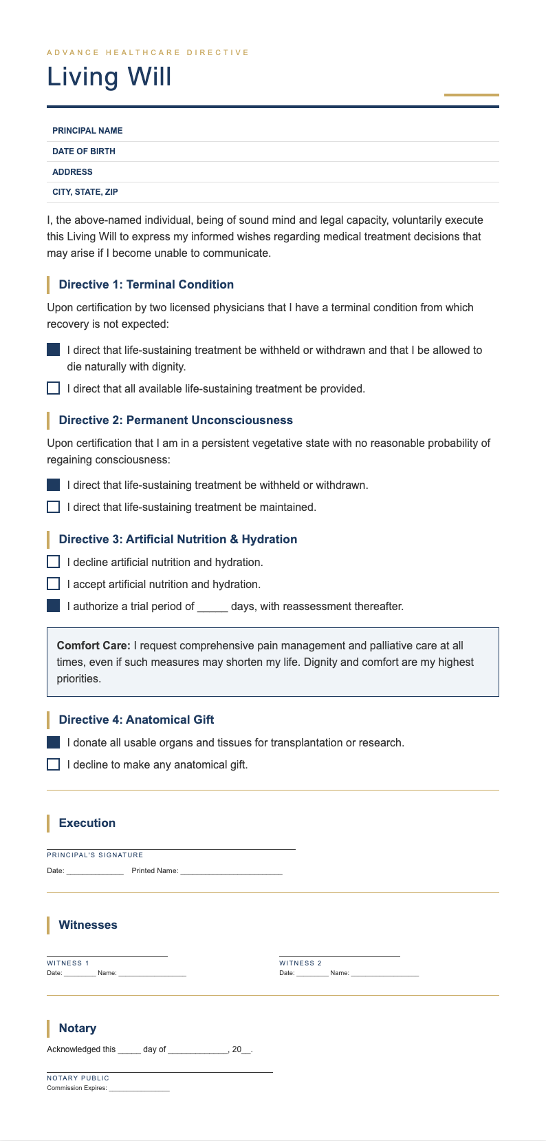 Executive Summary living will